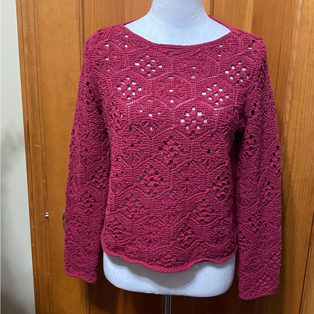NWT Loft Honeycomb Shaped Pointelle Sweater - Picture 2 of 4